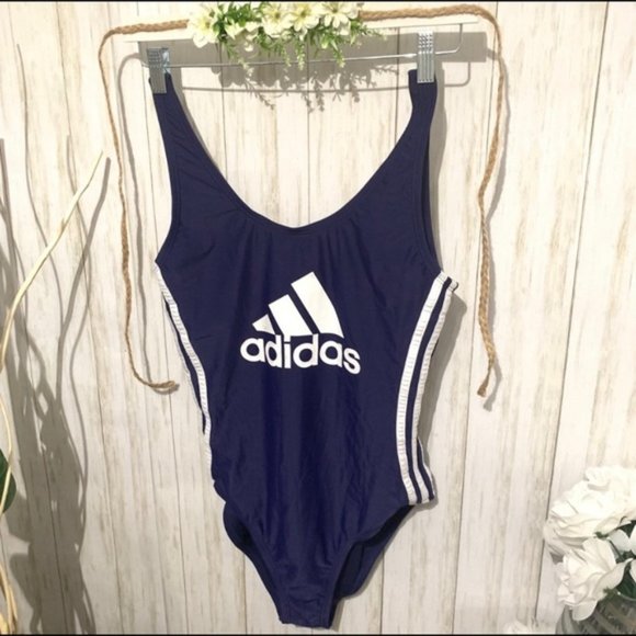 Adidas Navy Logo One-Piece Swimsuit Size Large NWT - Picture 3 of 7